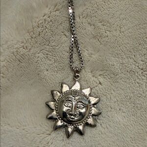 Sterling Silver Sun Pendant Necklace